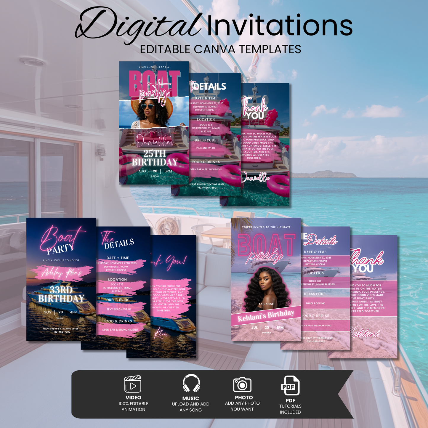 Boat Party Invitation Bundle