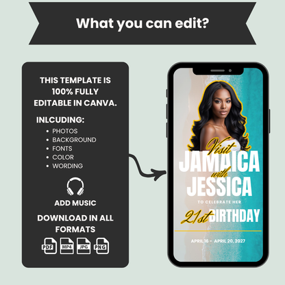Jamaica Birthday Girls Trip Invitation & Itinerary