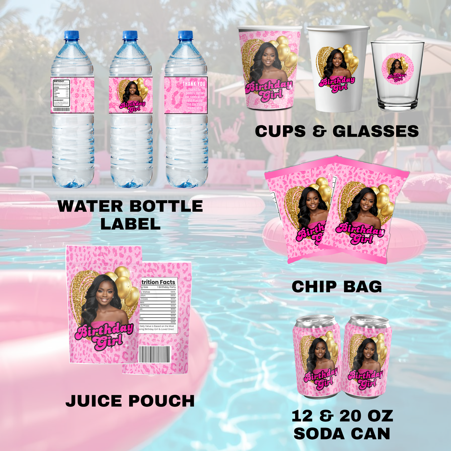 Pink Leopard Birthday Favor Bundle